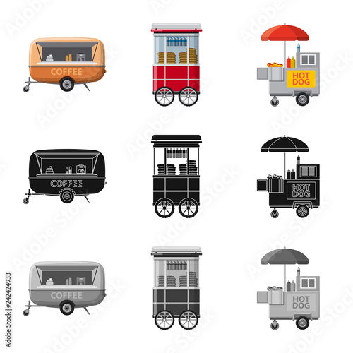 Vector illustration of market and exterior symbol. Collection of market and food stock vector illustration.