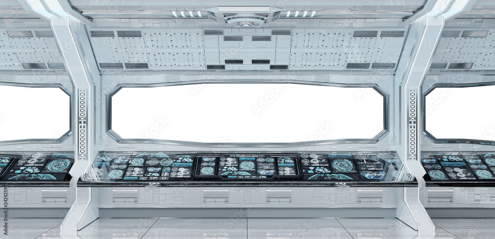 White clean spaceship interior background 3D rendering White clean spaceship interior background 3D rendering