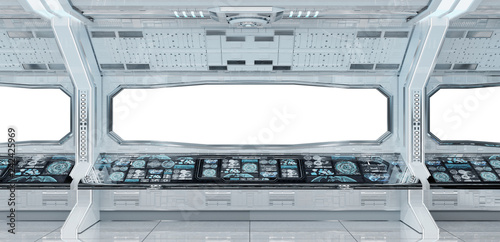 Fototapeta Naklejka Na Ścianę i Meble -  White clean spaceship interior background 3D rendering