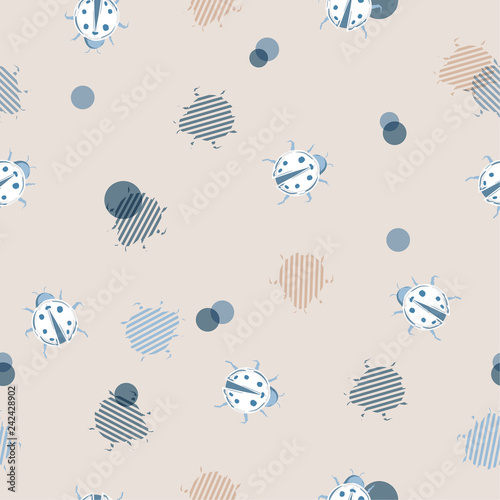 Cute Ladybugs with polka dots and stripe line seamless pattern vector . Cute nature background. Modern style with insect summer illustration.