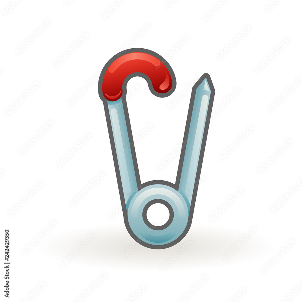 Baby clothes safety nappy diaper pin spring mechanism clasp isolated cartoon design vector illustration Baby clothes safety nappy diaper pin spring mechanism clasp isolated cartoon design vector illustration