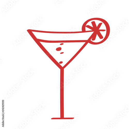 Handgezeichneter Cocktail in rot