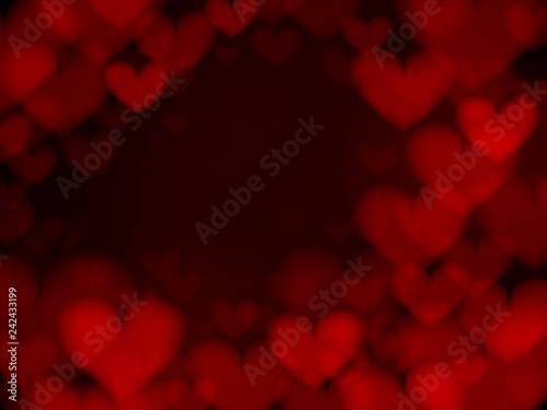 Abstract heart red light or bokeh background. Valentine Day concept