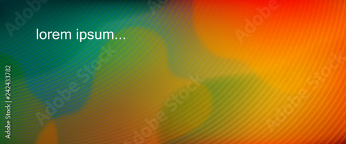 Background with vibrant gradient from yellow to green and red. Blurred fluid effect. Vector illustration