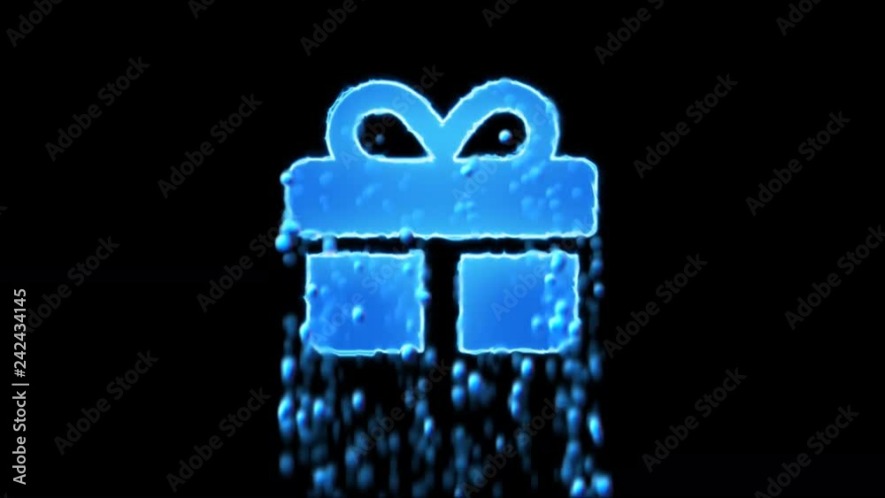 Liquid symbol gift appears with water droplets. Then dissolves with drops of water. Alpha channel black Liquid symbol gift appears with water droplets. Then dissolves with drops of water. Alpha channel black