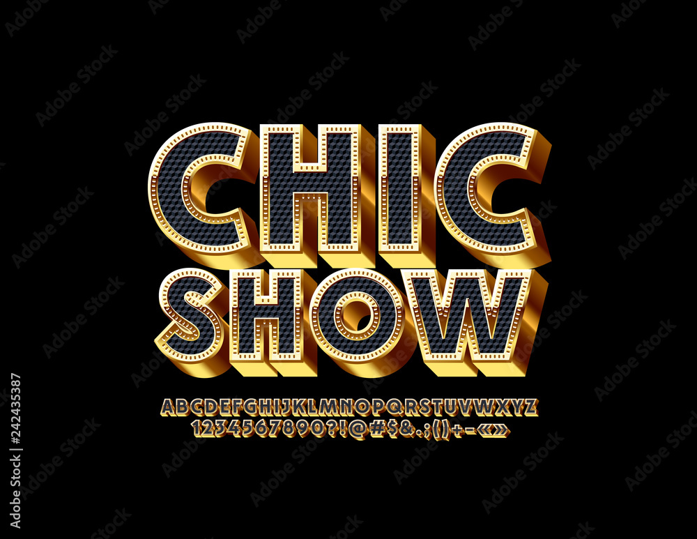 Vector luxury Sign Chic Show. Stylish Rich Font. Unique Black and ...