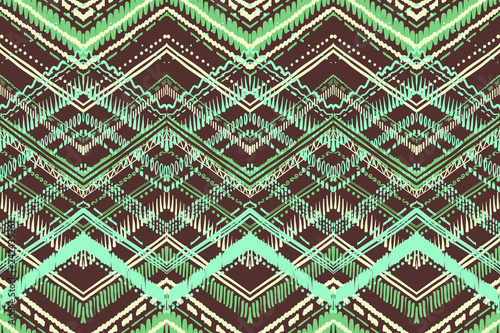 Abstract Ikat and boho style handcraft fabric pattern. Traditional Ethnic design for clothing and textile background, carpet or wallpaper