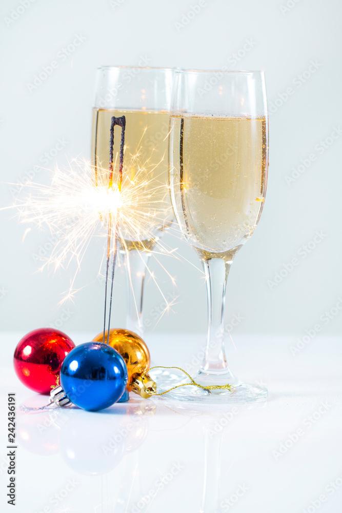 New year composition with champagne and space for text New year composition with champagne and space for text