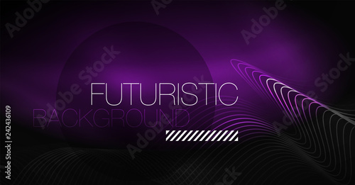 Neon lines wave background. Abstract composition