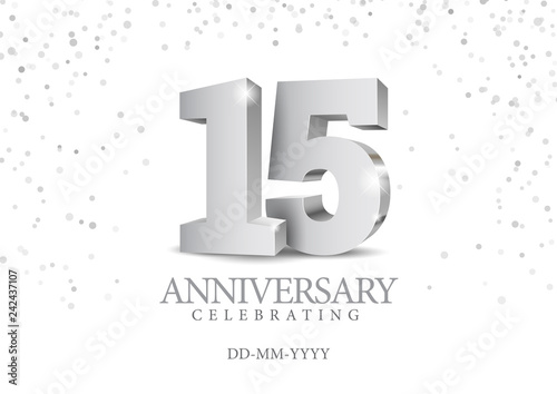 Anniversary 15. silver 3d numbers.