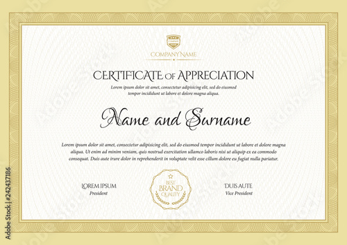 Certificate template. Diploma of modern design or gift certificate.