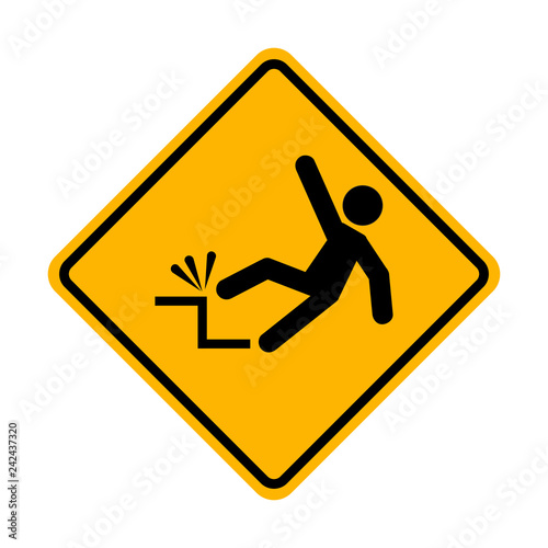 Falling hazard warning sign