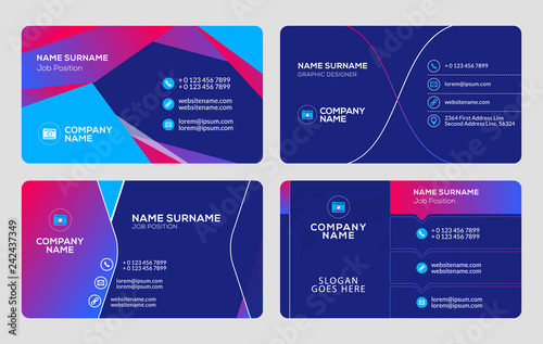 Set of business card templates. Vector illustration. Stationery design