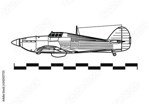 Hawker HURRICANE. Outline drawing
