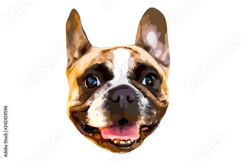 one brown emotional french bulldog on isolated background. drawn illustration for logos  t-shirts