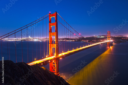 Fototapeta Naklejka Na Ścianę i Meble -  Golden Gate Bridge at Night from Marin Headlands