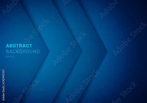 Abstract 3D blue triangle with overlap paper layer gradient color with copy space background. Vector illustration