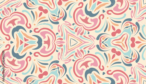 Abstract ethnic pattern in pastel shades. Fragment of design for card, invitation, cover, wallpaper, tile, packaging, background. Tribal ethnic ornament in arabic style.