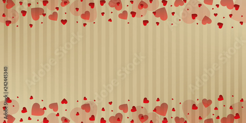 red heart confetti border on paper texture for wedding and valentines day vector illustration EPS10