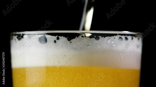 Wallpaper Mural 4K Slow motion beer pouring into the glass with foam bubble against dark background Torontodigital.ca