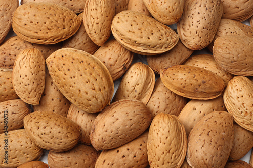 almonds background. almonds texture. top view. macro