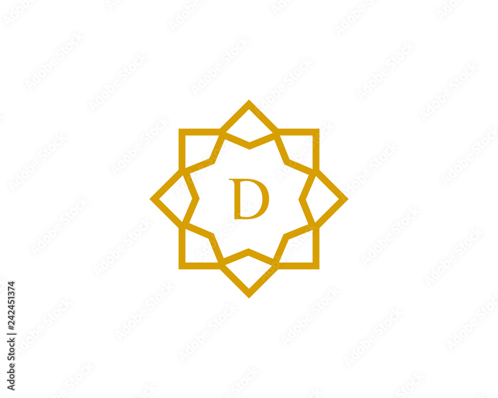 D initial letter logo with luxury ornament