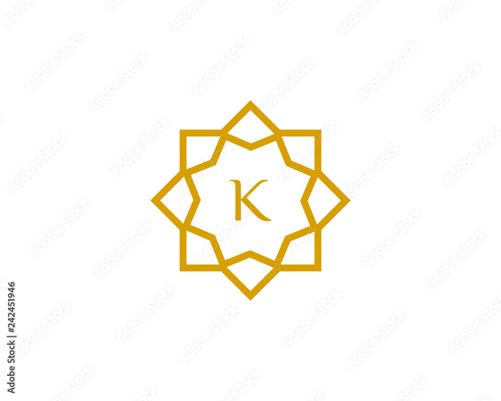 K initial letter logo with luxury ornament