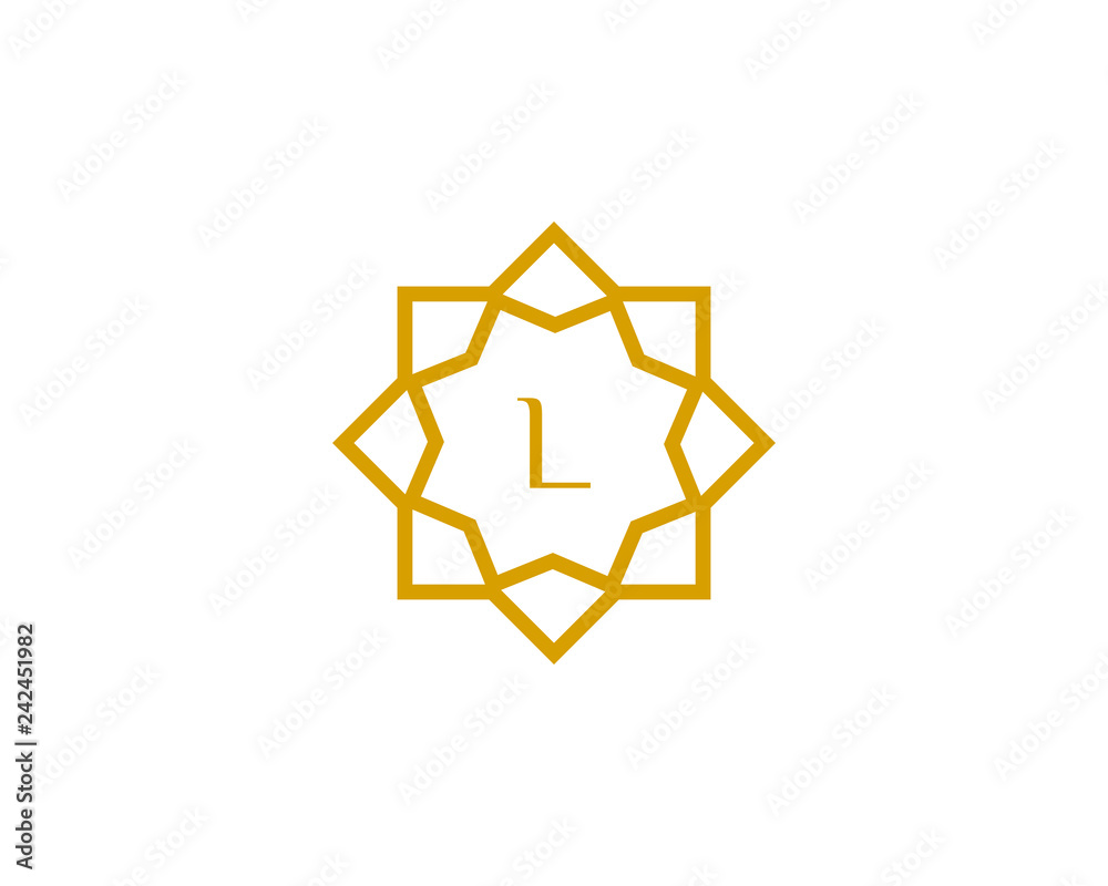 L initial letter logo with luxury ornament