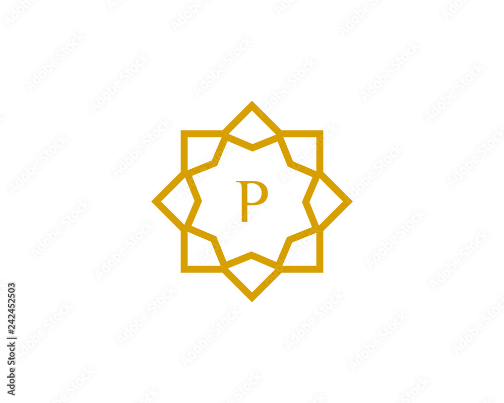 P initial letter logo with luxury ornament
