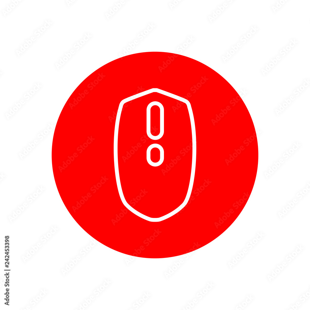 Computer Mouse Office Outline Red Icon Illustration Design