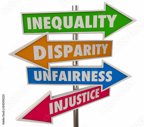 Принти на полотні Inequality Disparity Words Signs 4 Arrows 3d Illustration