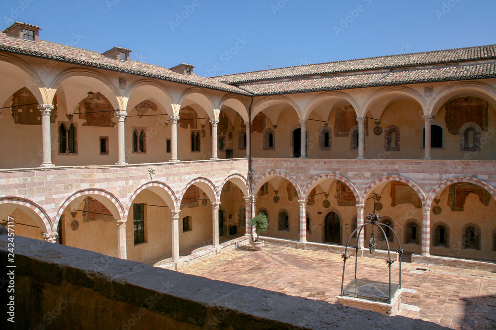 Inner courtyard of the Franciscan monastery in Assisi, Italy