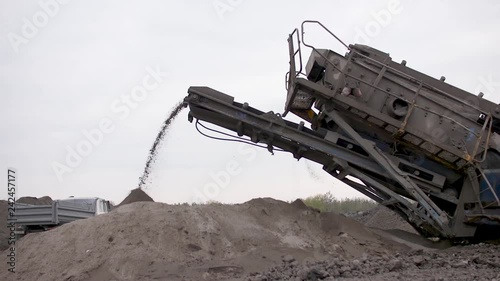 Stone crushing machine. Recycling stones. Career.