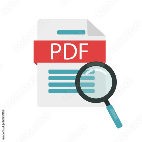 Document icon pdf. View document or file search. Vector illustration.