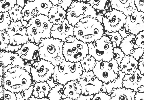 Cute funny monsters seamless pattern