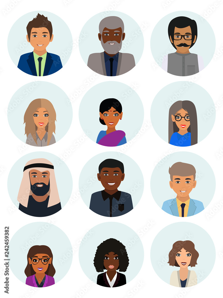 Male and female faces avatars. Business people avatar icons. Men and ...