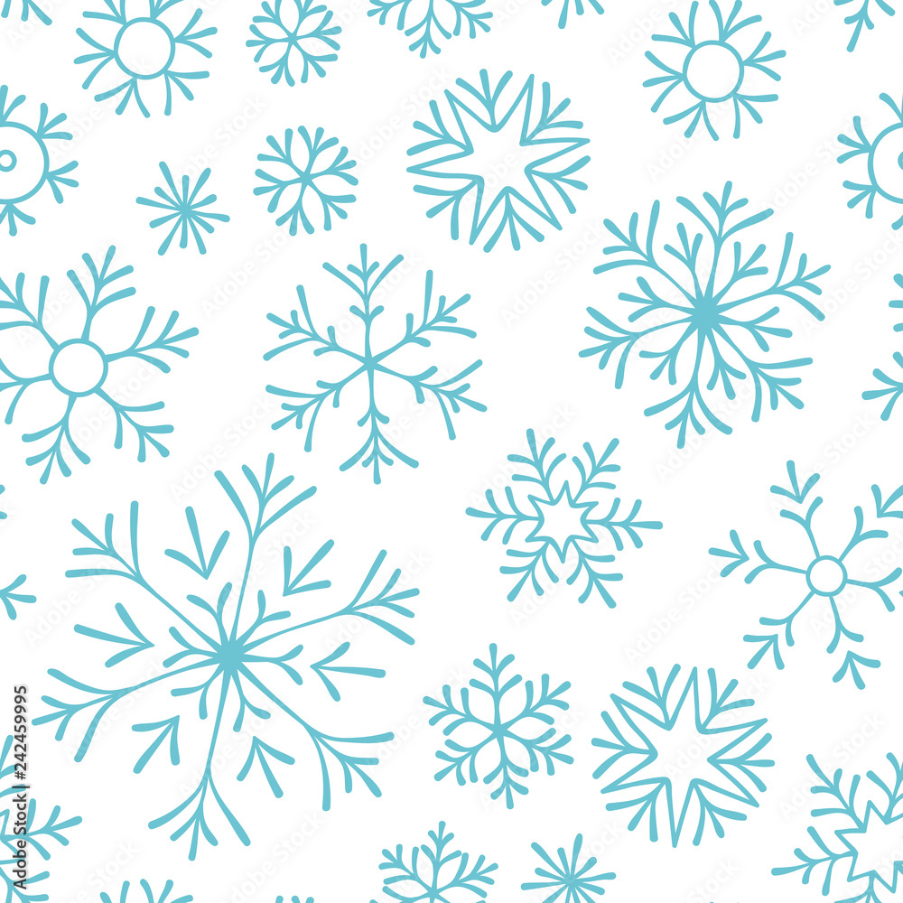 Fototapeta premium Christmas seamless doodle pattern