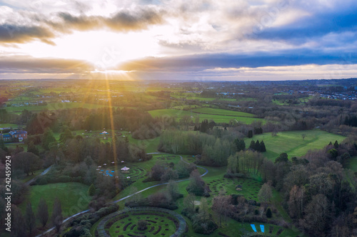 aerial view of  Autumn countryside sunset,Northern Ireland