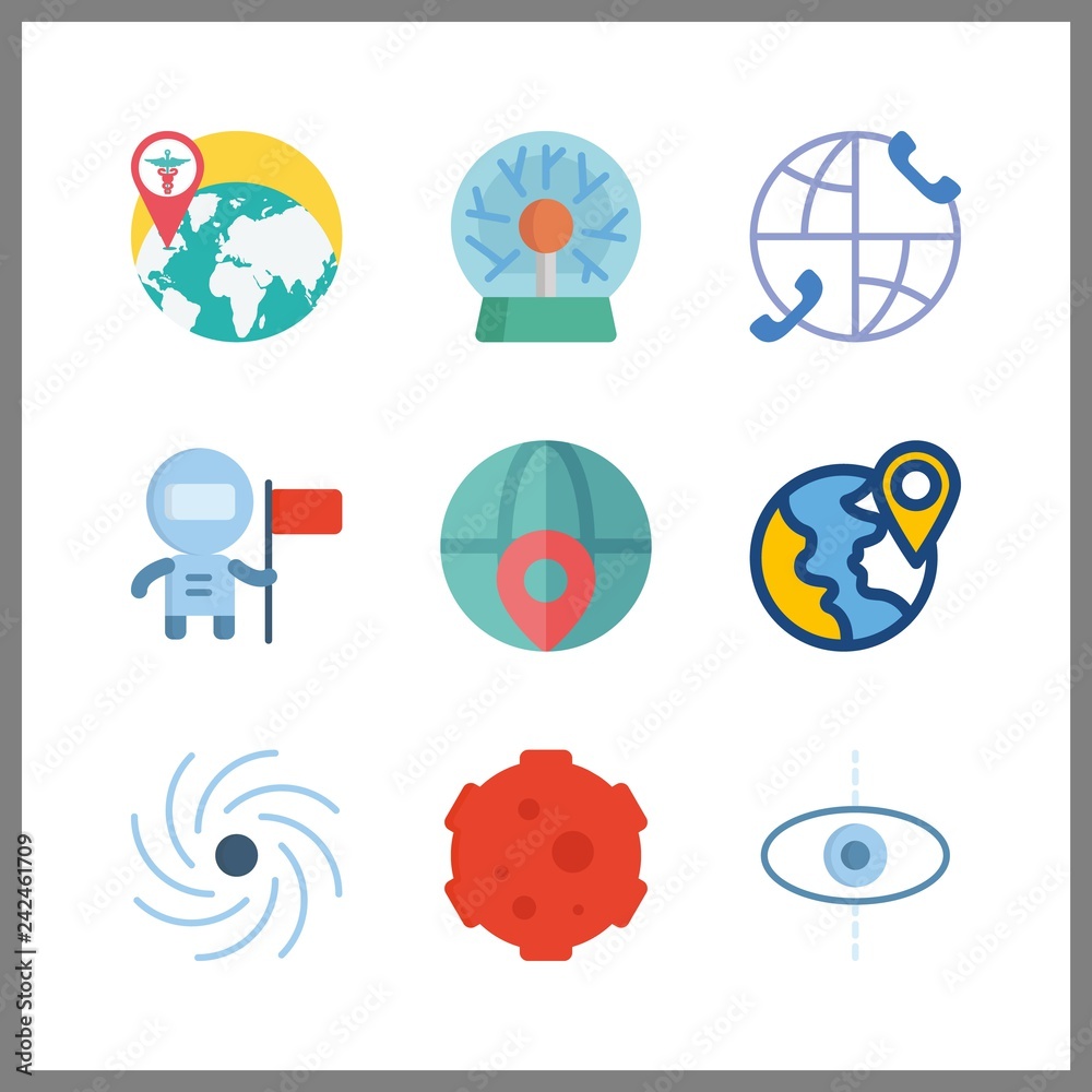 9 globe icon. Vector illustration globe set. worldwide and planet icons for globe works