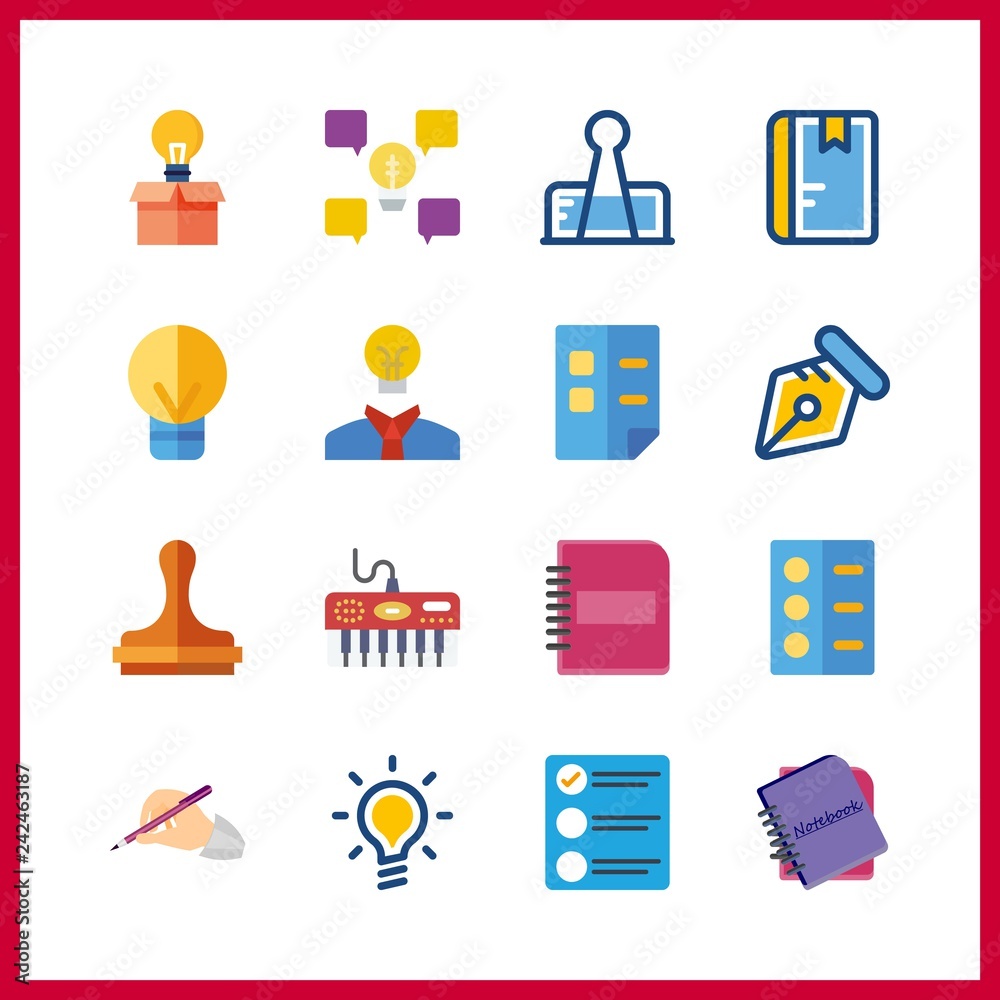 16 note icon. Vector illustration note set. write and paper work icons for note works 16 note icon. Vector illustration note set. write and paper work icons for note works