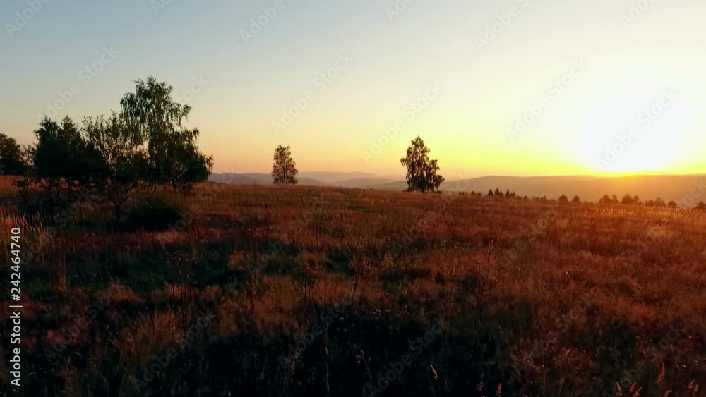 Poland, Bieszczady mountains, sunset, drone shot Poland, Bieszczady mountains, sunset, drone shot