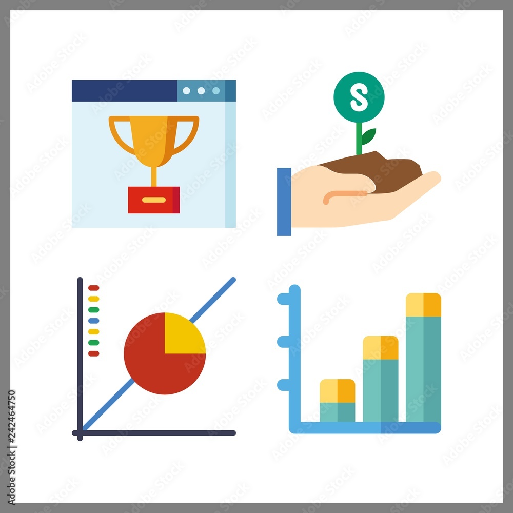 4 increase icon. Vector illustration increase set. bar chart and growth icons for increase works 4 increase icon. Vector illustration increase set. bar chart and growth icons for increase works