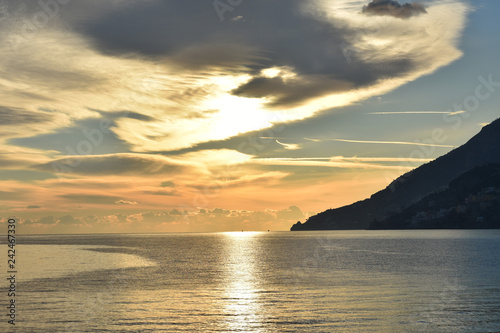 Sunset on the Italian sea, in the Amalfi coast © Giambattista