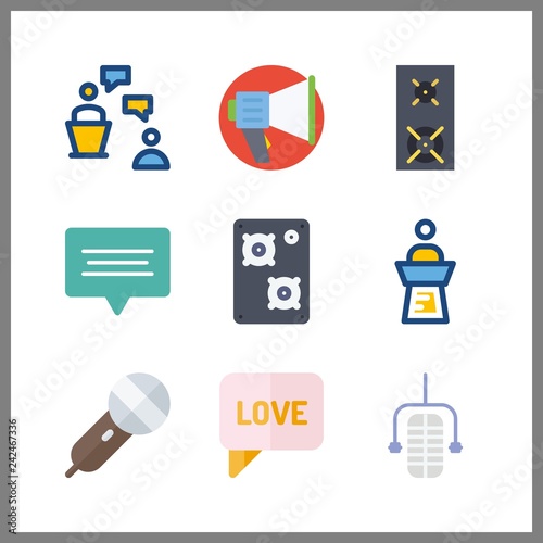 9 speech icon. Vector illustration speech set. speaker and chat icons for speech works
