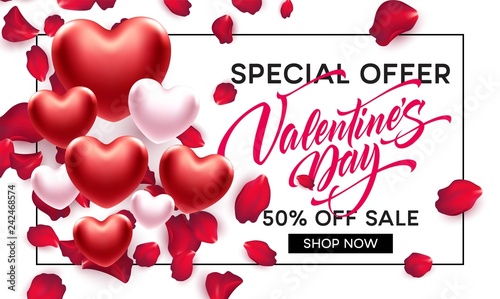 Valentines day sale background with heart . Vector illustration