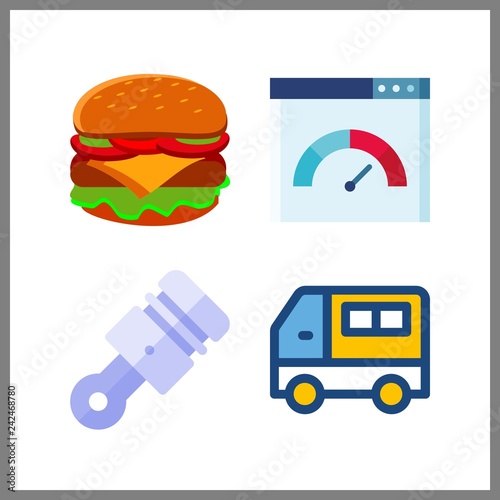 4 fast icon. Vector illustration fast set. hamburger and speedometer icons for fast works
