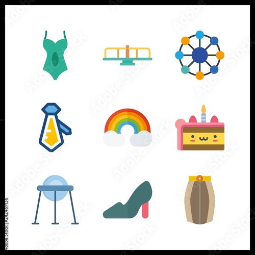9 colorful icon. Vector illustration colorful set. tie and carousel icons for colorful works