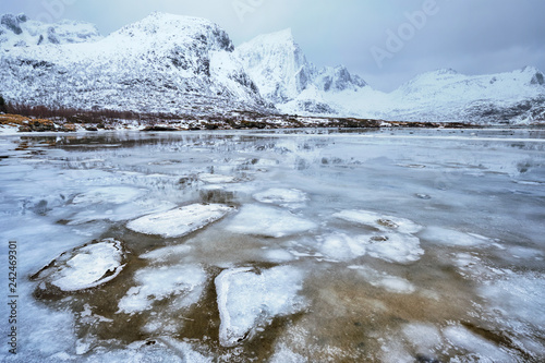 Norwegian fjord in winter