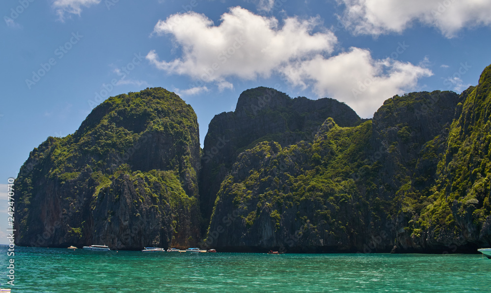 Phi Phi islands. A touristic location from Thailand with beautiful seascape and beaches. The asian Islands are very visited