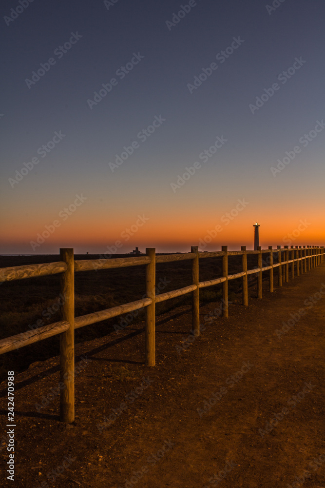 Lighthouse in Fuerteventura sunset